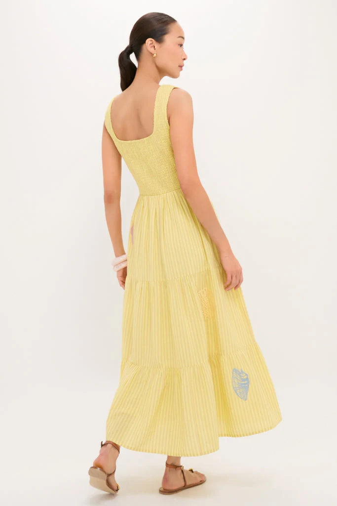 Citrine Stripe Embroidered Mallie Dress