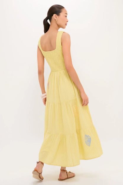 Citrine Stripe Embroidered Mallie Dress