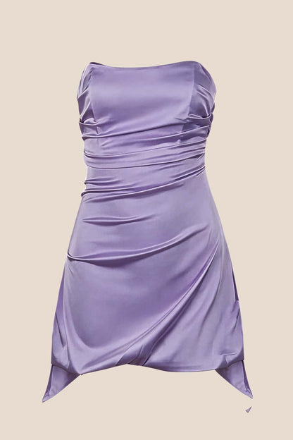 Strapless Yellow Ruched Short Dress