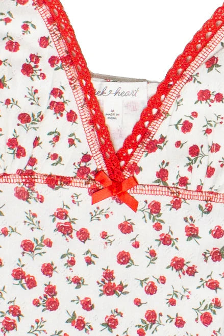 Pointelle Lace Trim Floral Dress