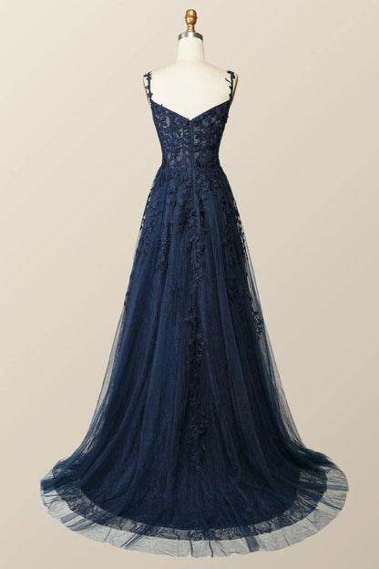 Hot Pink Lace Appliques A-line Long Formal Gown