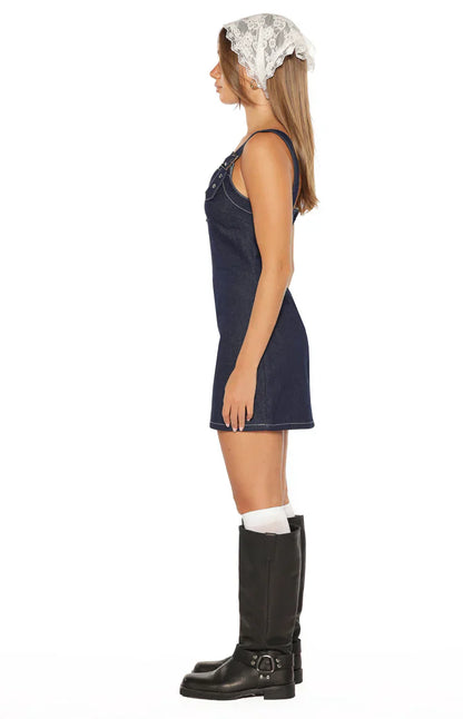 Ines Denim Buckle Detail Mini Dress