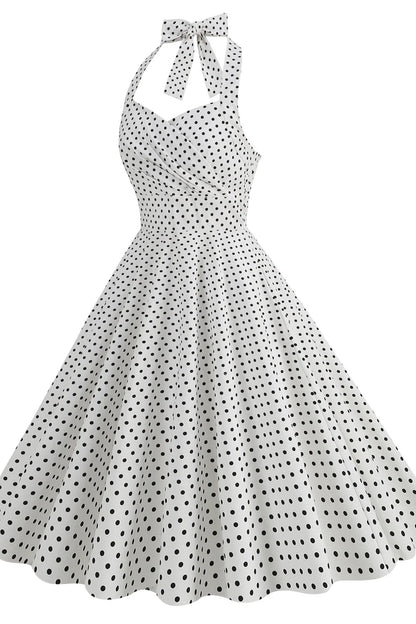 Halter Red Polk Dots Swing Dress