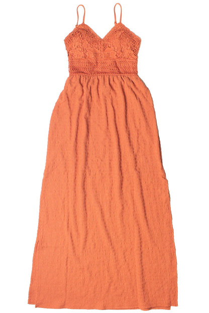 Floral Lace Top Gauze Maxi Dress