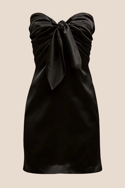 Strapless Red Tie Front Short Dress