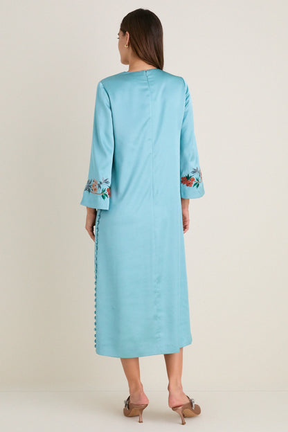 Cameo Blossom Embroidered Duchess Satin Jamie Dress