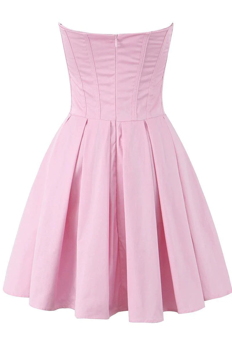 V-neck Lavender Pleated Short Party Dress