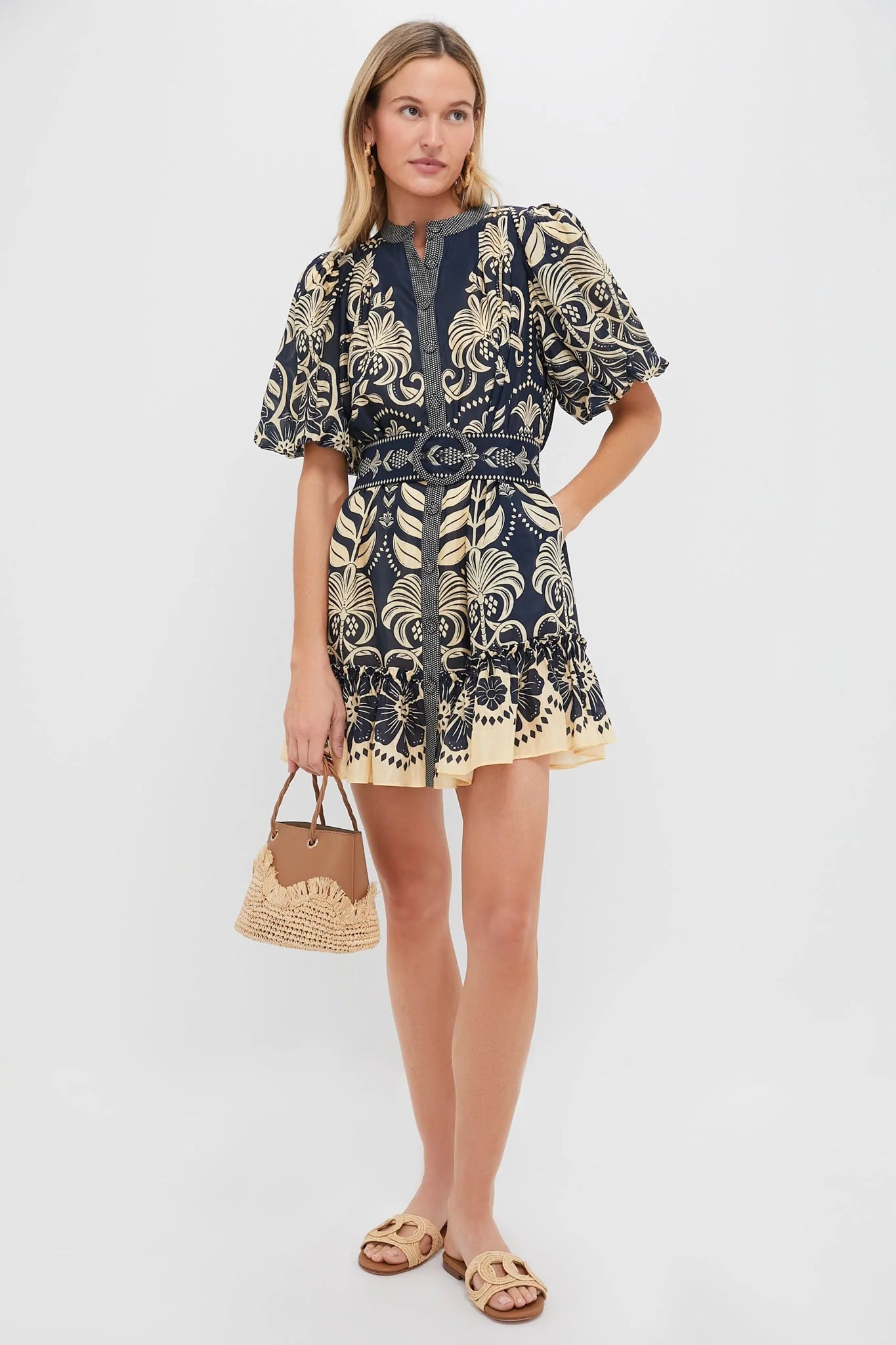 Blue Ainika Tropical Splendor Mini Dress