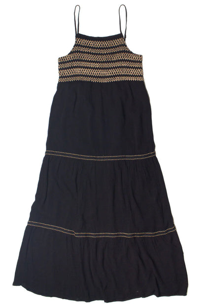 Embroidered Detail Gauze Tiered Maxi Dress