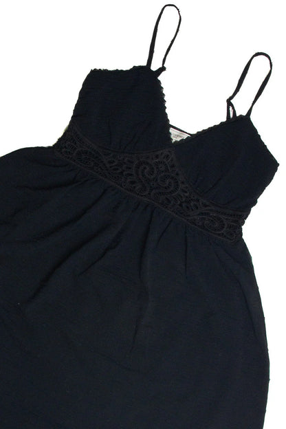 Black Crochet Waist Maxi Dress
