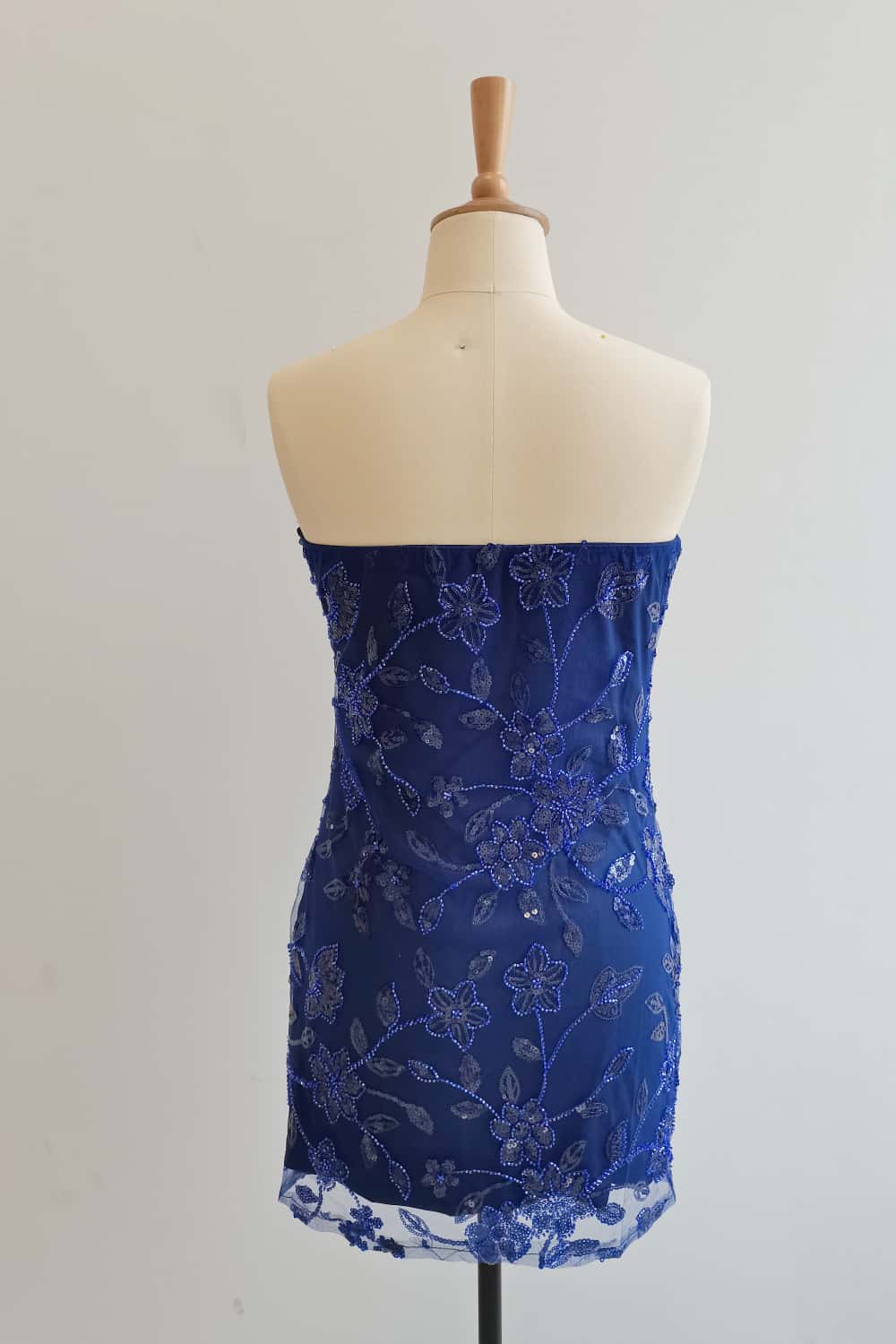 Strapless Purple Beaded Flowers Tight Short Dress