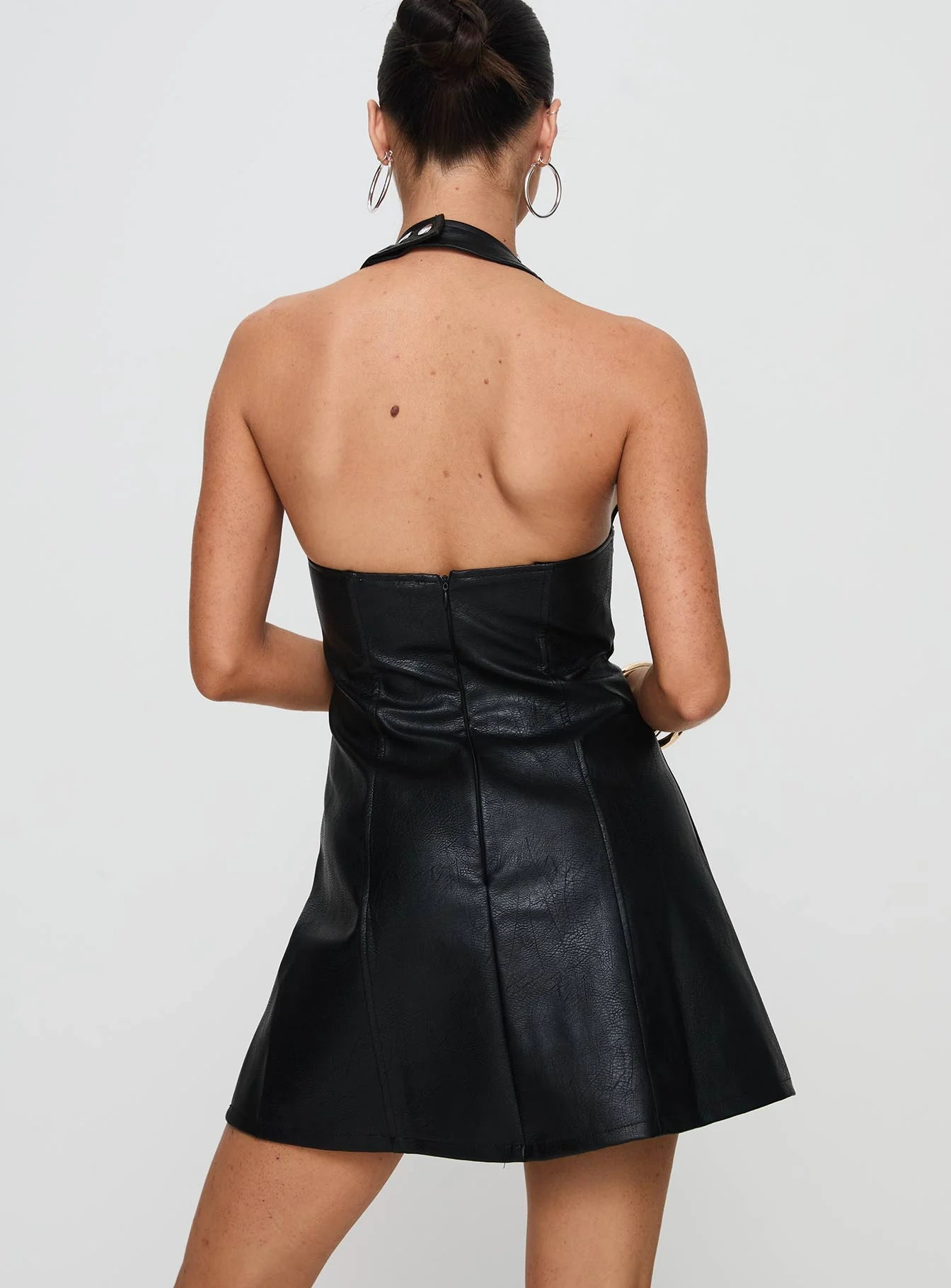 Hit Different Faux Leather Mini Dress Black