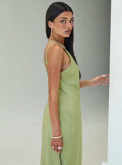 Nehemiah One Shoulder Maxi Dress Green