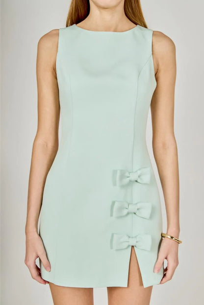 Melanie 3 Bow Slit Mini Dress - Mint