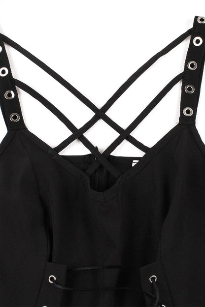 Lace-Up Black Witch Dress for Halloween