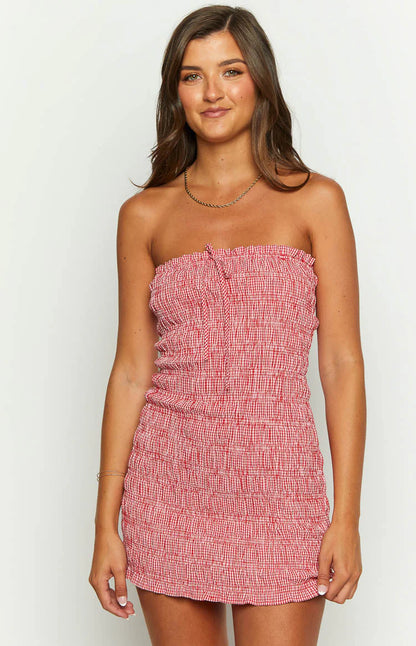 Kari Red Strapless Mini Dress