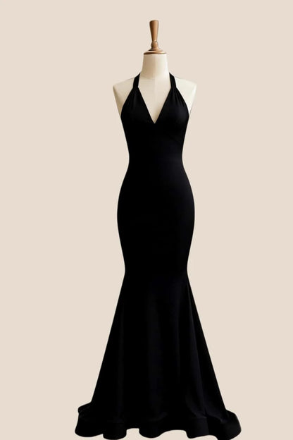 Yellow V Neck Mermaid Prom Dress with Train
