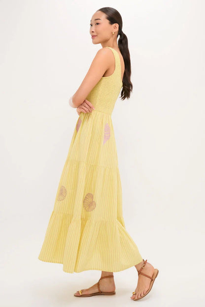 Citrine Stripe Embroidered Mallie Dress