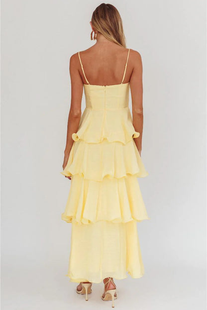 Shaina Ruffled Tier Maxi Dress - Yellow
