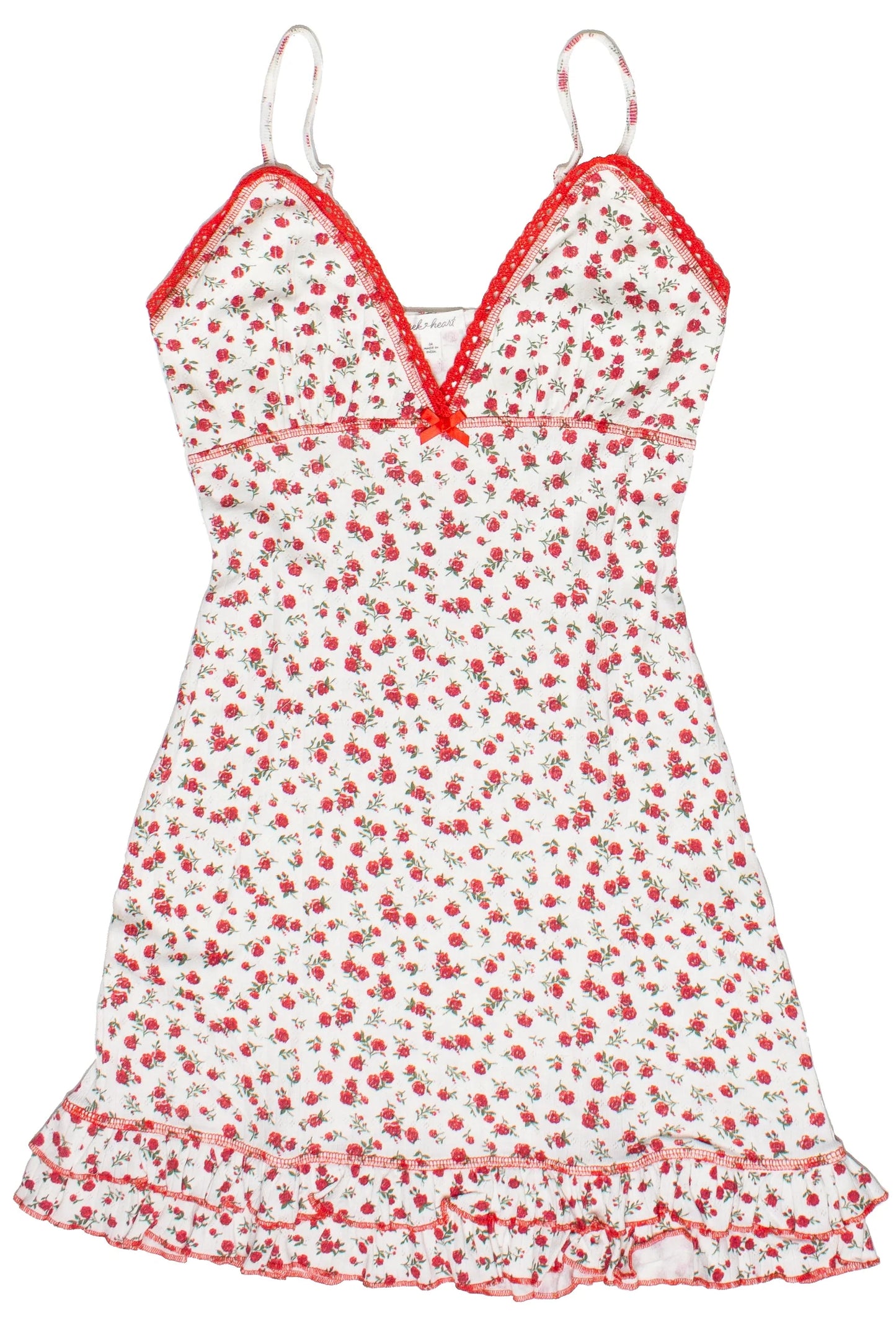 Pointelle Lace Trim Floral Dress