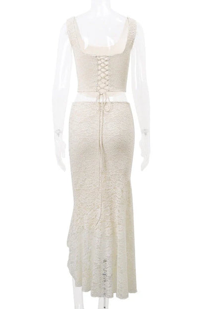 Two Piece Ivory Lace Mermaid Dress