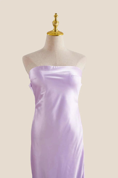 Strapless Lavender Back Tie Sheath Long Dress