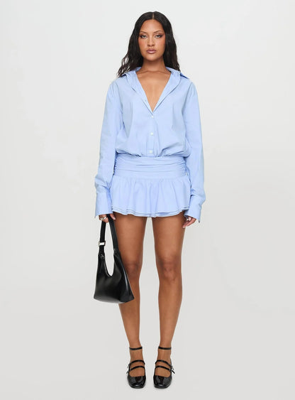 Girls Girls Girls Long Sleeve Mini Dress Blue