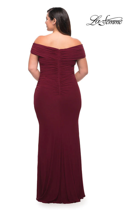 Off-Shoulder La Femme Plus-Size Long Prom Dress