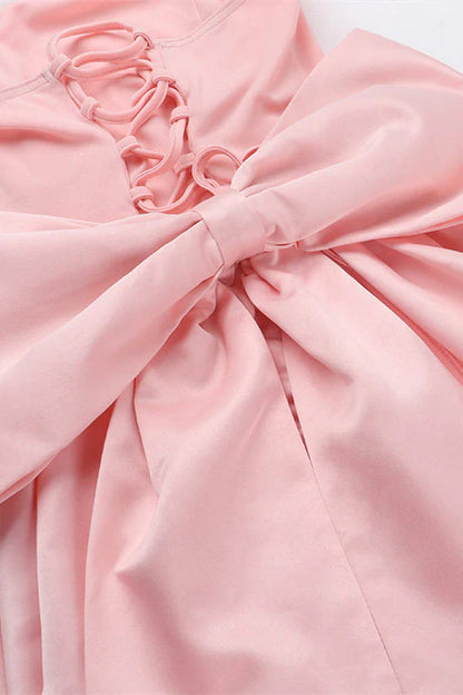 Strapless Pink A-line Bubble Dress with Bow