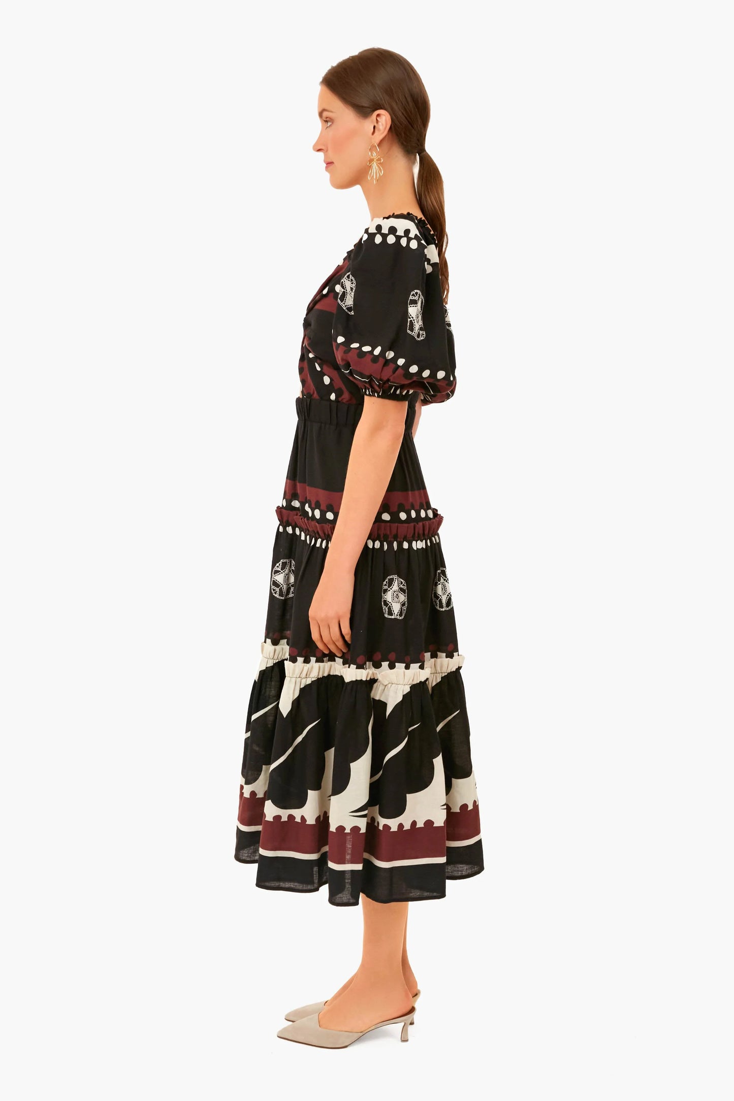 Black Liora Puff Sleeve Cut Out Dress