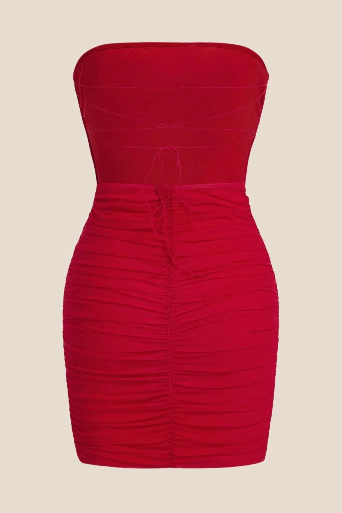 Strapless Red Bodycon Lace-up Short Dress