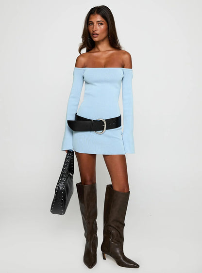 Parisa Long Sleeve Mini Dress Blue
