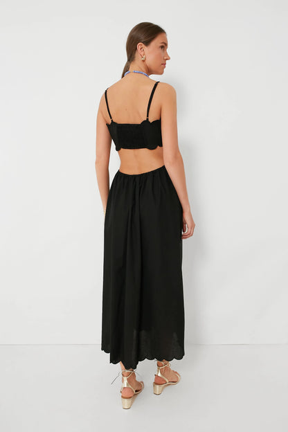 Black Scallop Hem Dress