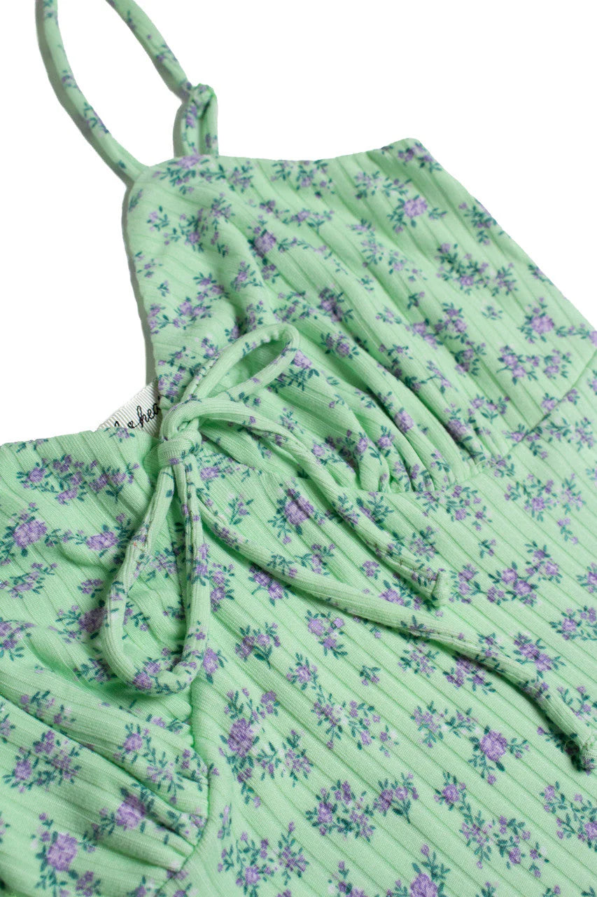 Green Floral Mini Dress