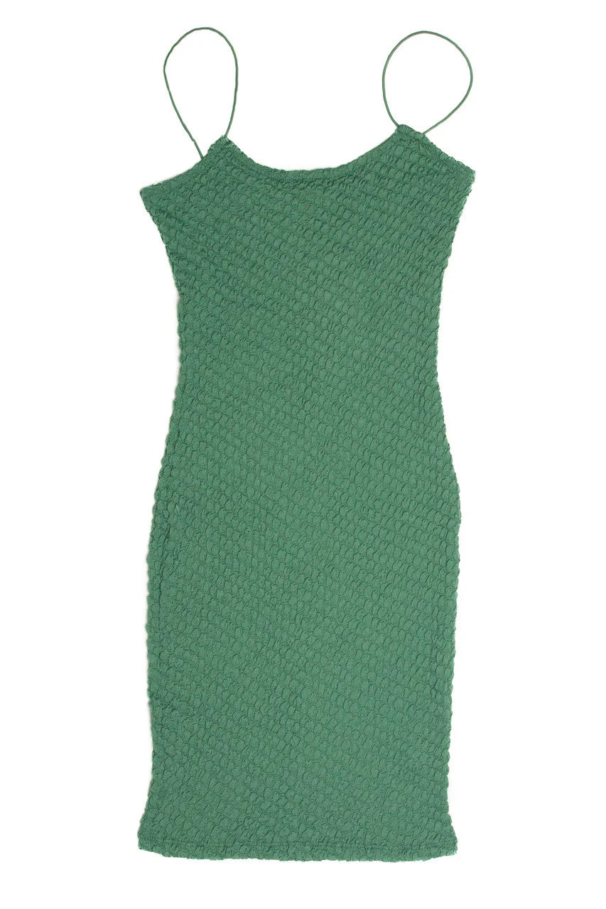 Green Bubble Knit Cami Dress