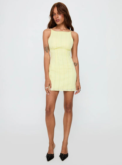 I Know Places Mini Dress Lemon