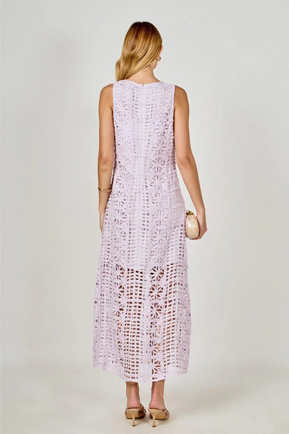 Arie Summer Crocheted Midi Dress - Lilac