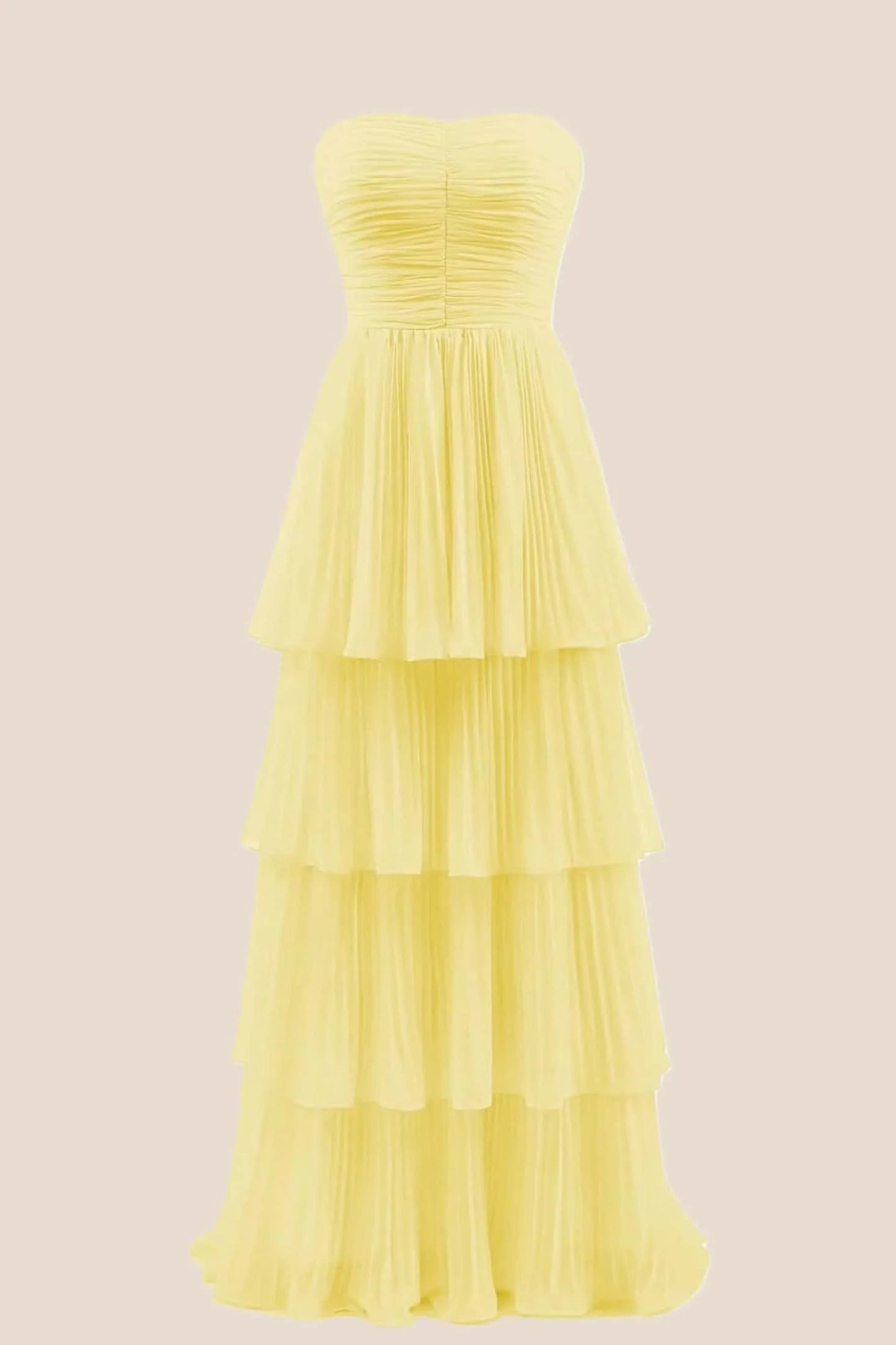 Hot Pink Chiffon Pleated A-line Tiered Maxi Dress