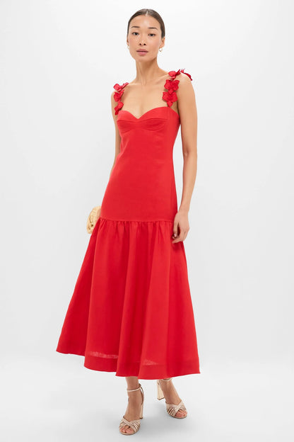Red Ser Arte Embellished Maxi Dress