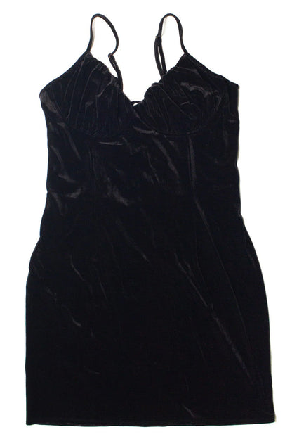Extended Sizes Lace Up Back Velvet Dress