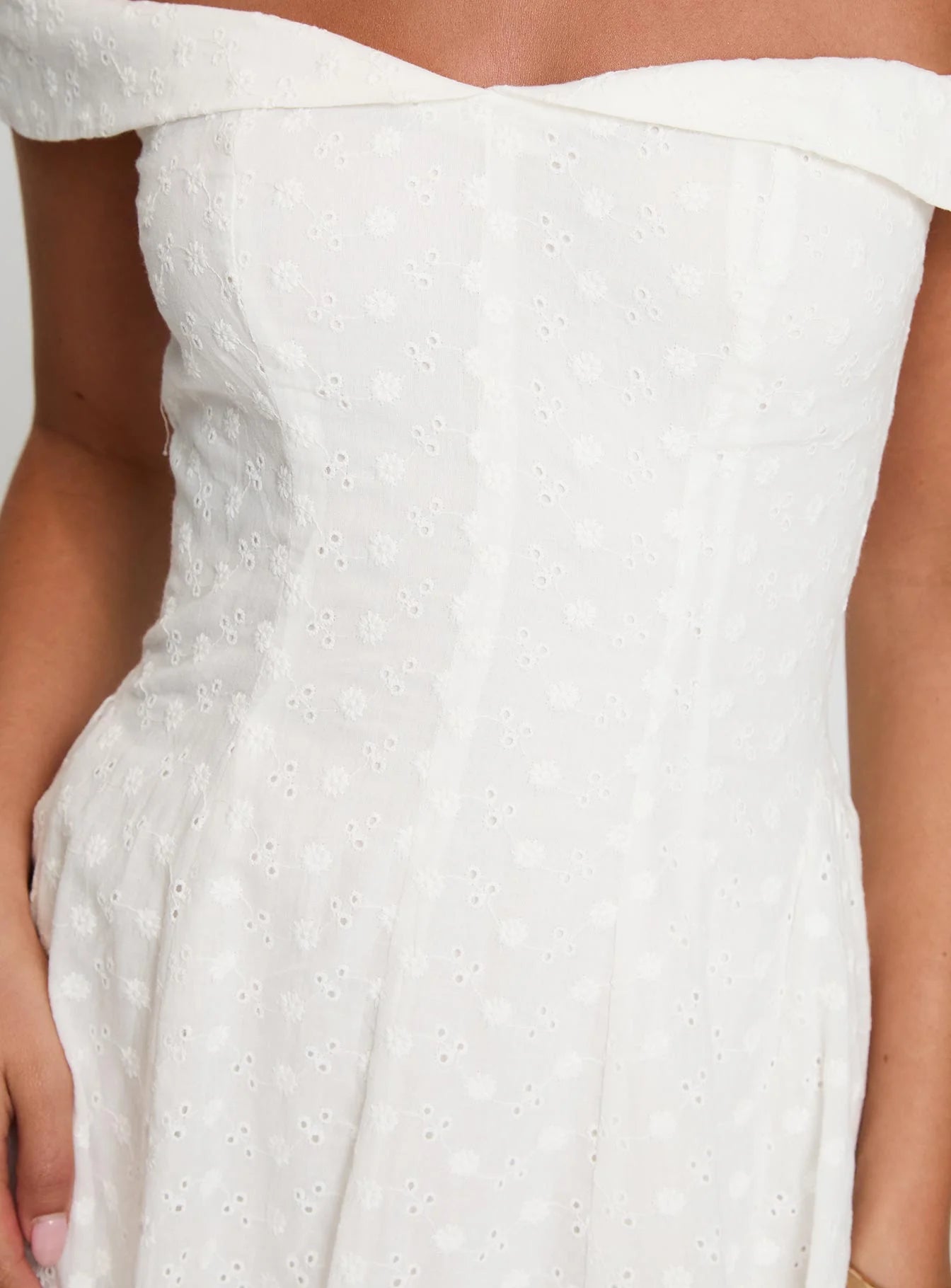 Rosebud Off The Shoulder Mini Dress White Petite