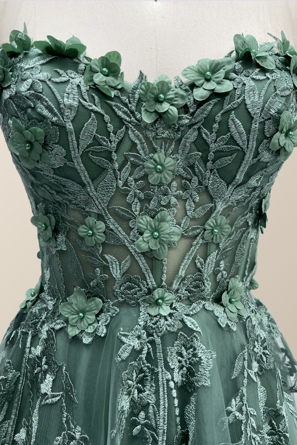 Yellow Floral Embroidery Strapless A-line Formal Dress