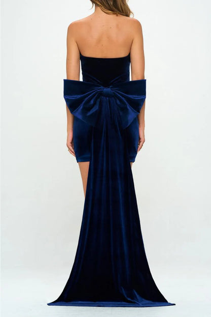 Mrs. Showstopper Velvet Bodycon Mini Dress - Navy Blue