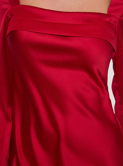 Phillipa Long Sleeve Mini Dress Red