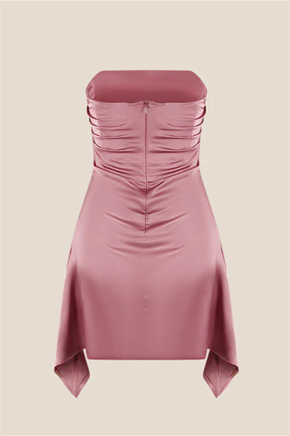 Strapless Floral Ruched Short Homecoming Dress