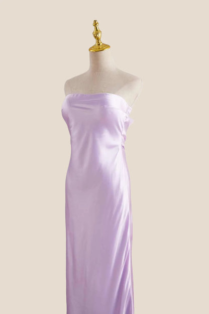 Strapless Lavender Back Tie Sheath Long Dress