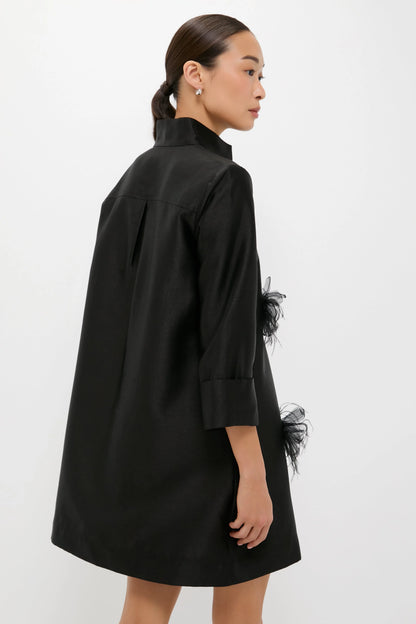 Black Embellished Dupioni Megan Dress