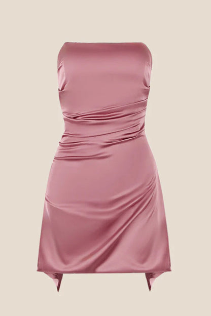 Strapless Grey Ruched Short Homecoming Dress