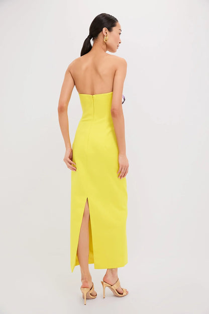 Yellow Iris Print Rayna Maxi Dress