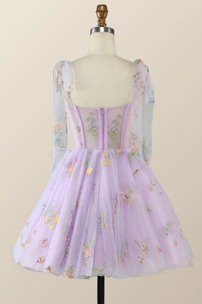 Lavender Floral Corset A-line Princess Dress